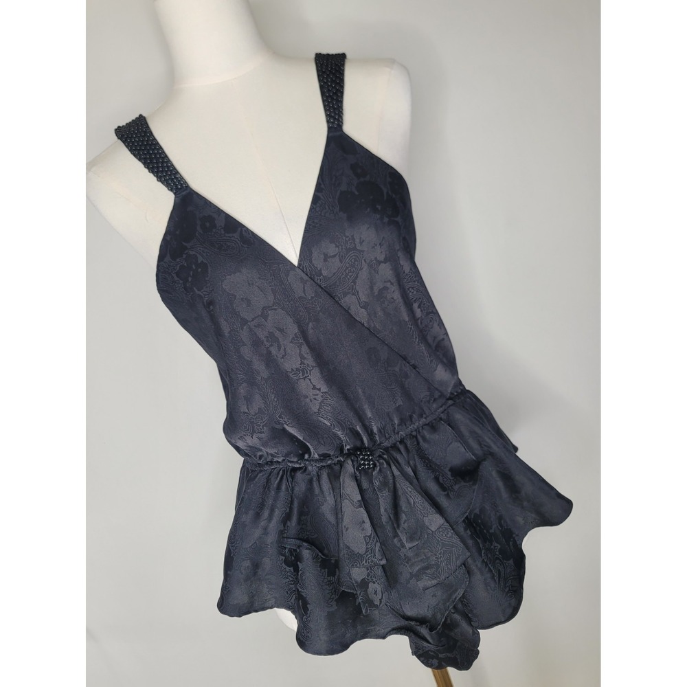 Vintage Victoria's‎ Secret Gold Label Teddy Romper M/L Black Satinc